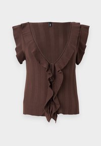 ONLNELLY  V NECK STRING CARDIGAN  - Top - chocolate martini