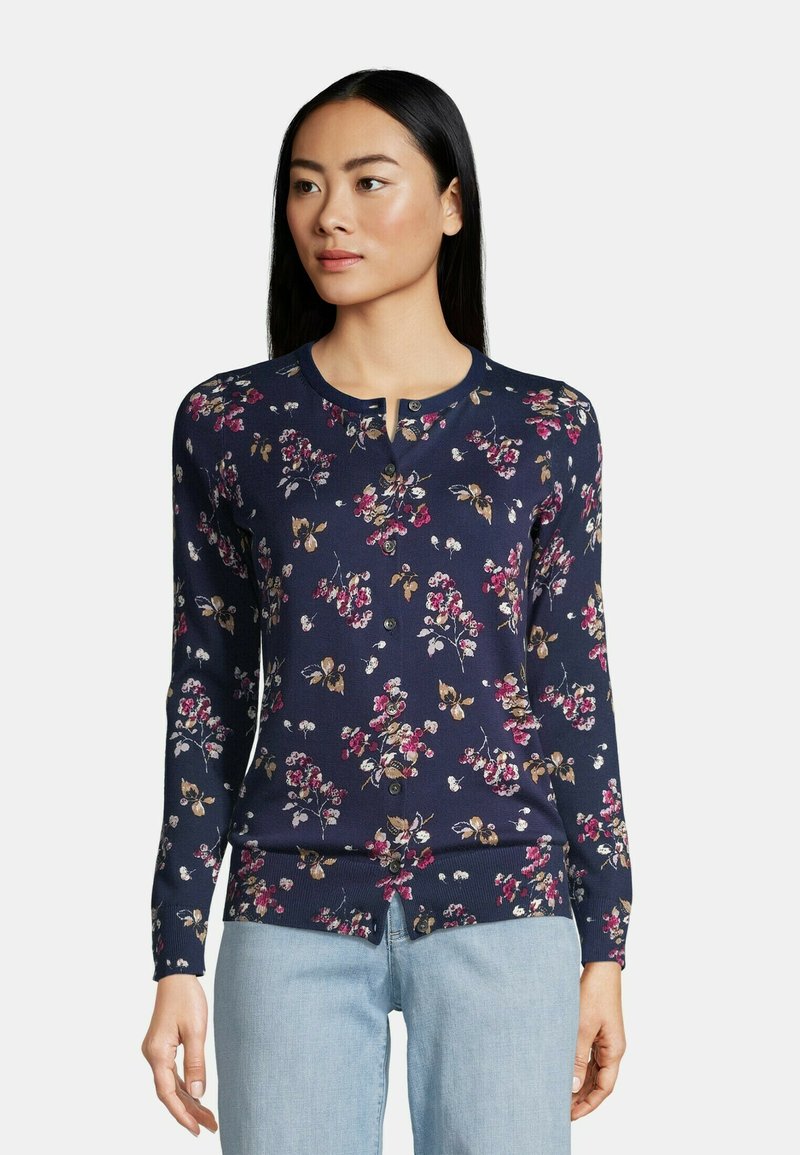 LANDS' END Strickjacke deep sea navy berry floral/blau Zalando.de