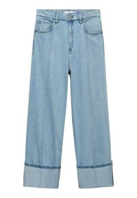 WIDE-LEG WITH TURNED-UP HEM - Wide leg - blue