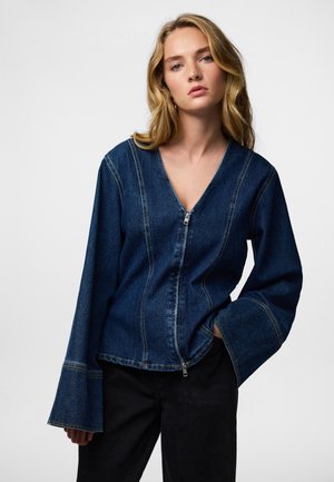 PCFLORA DENIM SHIRT - Blusa - dark blue denim
