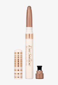 Matita ombretto bronzo con punta arrotondata, racchiusa in un tubo bianco con strisce in oro rosa. Design compatto e facile da usare per la portabilità.