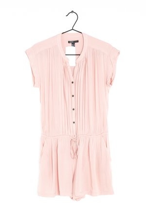 Jasnoróżowy, bezrękawnik z guzikami z przodu, plisowanym wzorem, elastycznym pasem i bocznymi kieszeniami. Miękka tkanina i luźny krój.