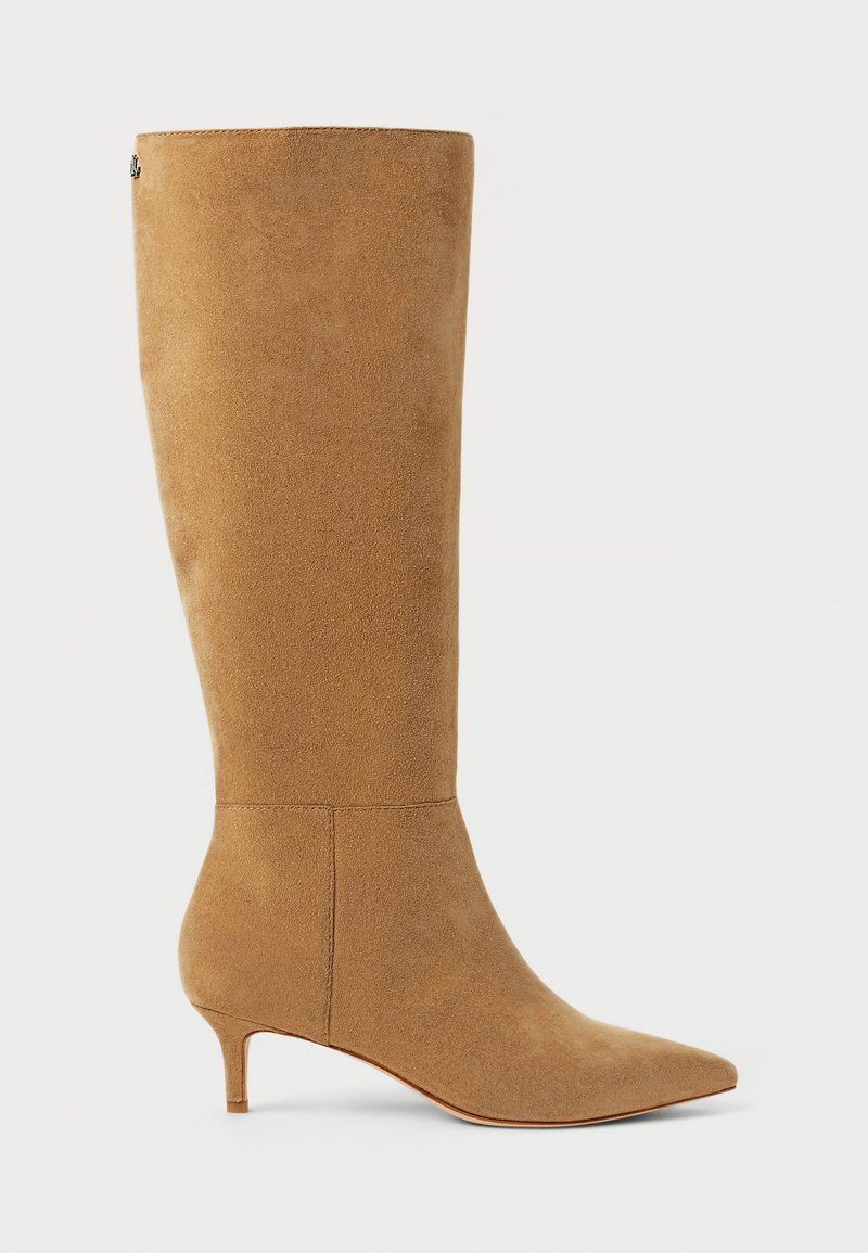 Lauren Ralph Lauren MCKAY SUEDE TALL BOOT HEEL - Csizmák - camel