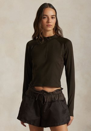 SUEDED JERSEY CROPPED HALF-ZIP - Μπλούζα με μακριά μανίκια - dark beech