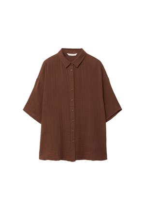 Stradivarius FLOWING - Button-down blouse - dark brown