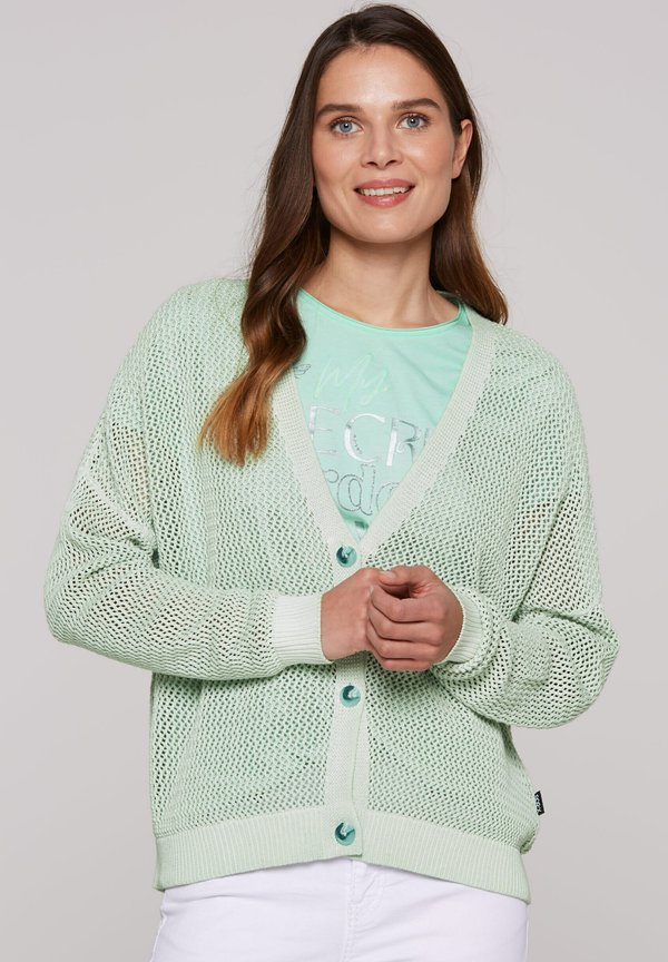 MIT STRUKTUR - Strickjacke - leafy mint