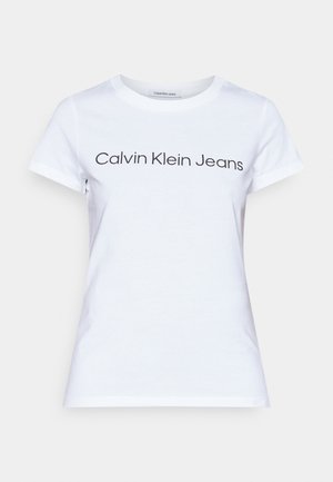 Calvin Klein Jeans CORE INSTIT LOGO SLIM FIT TEE - T-shirts med print - bright white