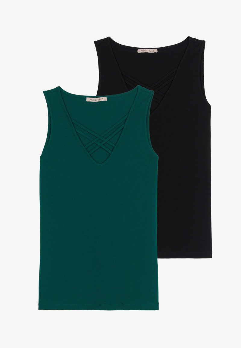 Anna Field 2-PACK - Μπλούζα - black/dark green