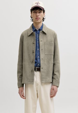 Jack & Jones PREMIUM JPRBLASANTO - Jachetă piele - smokey olive