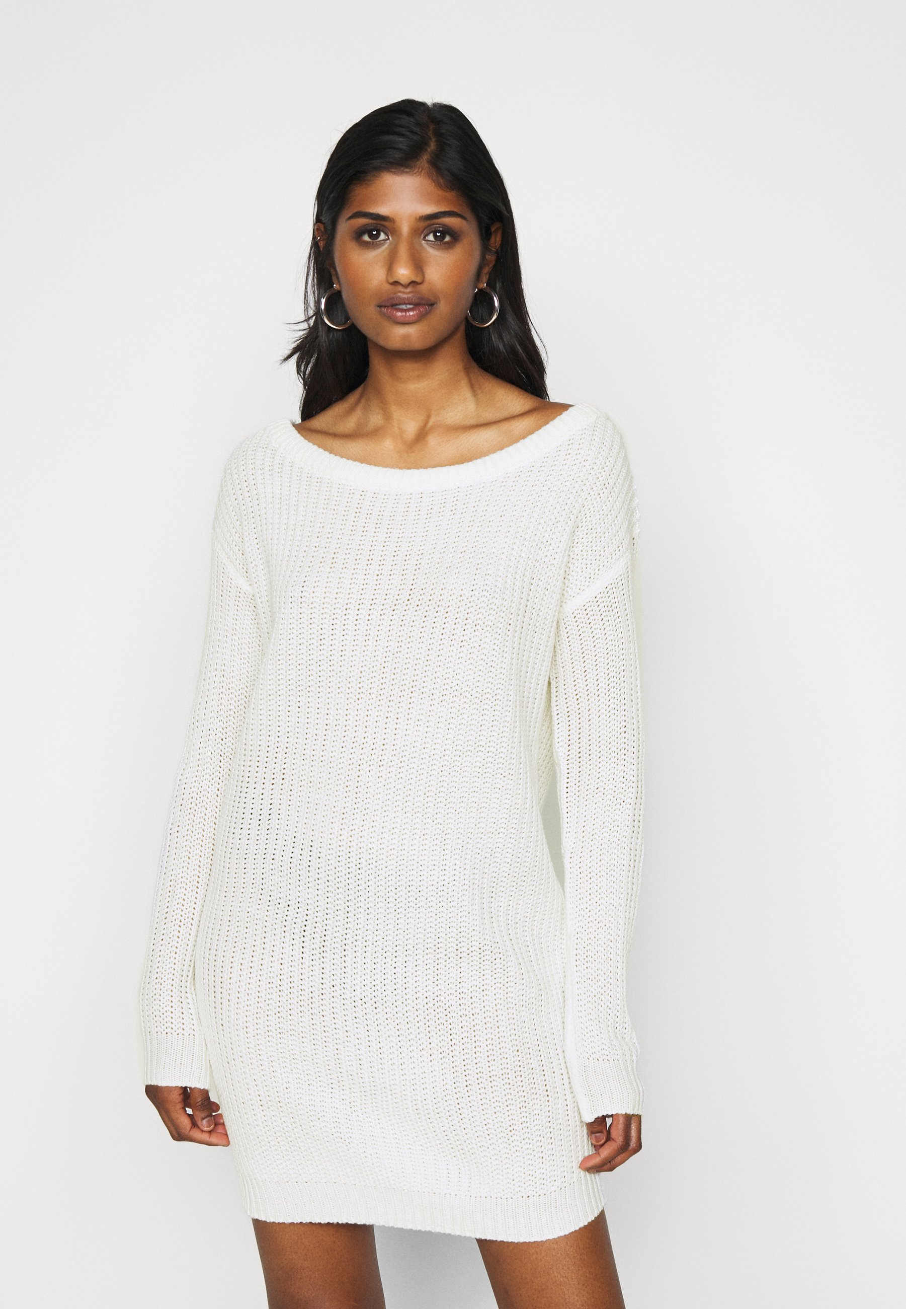 white off the shoulder jumper dress