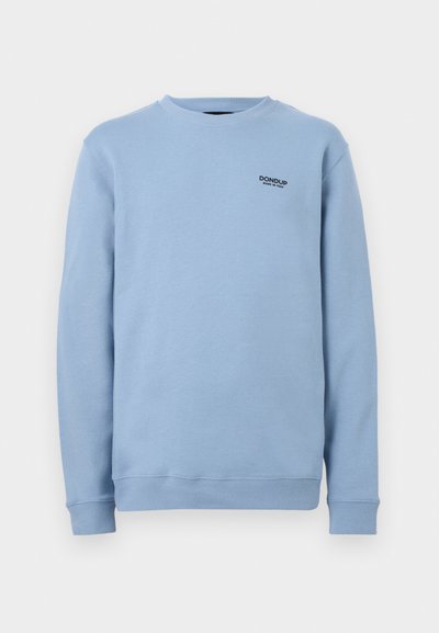 Φωτεινό γαλάζιο φούτερ με μακριά μανίκια και στρογγυλή λαιμόκοψη, με ριμπ μανσέτες και τελείωμα, με μικρό μαύρο λογότυπο "DONDUP Made in Italy" στο αριστερό στήθος.