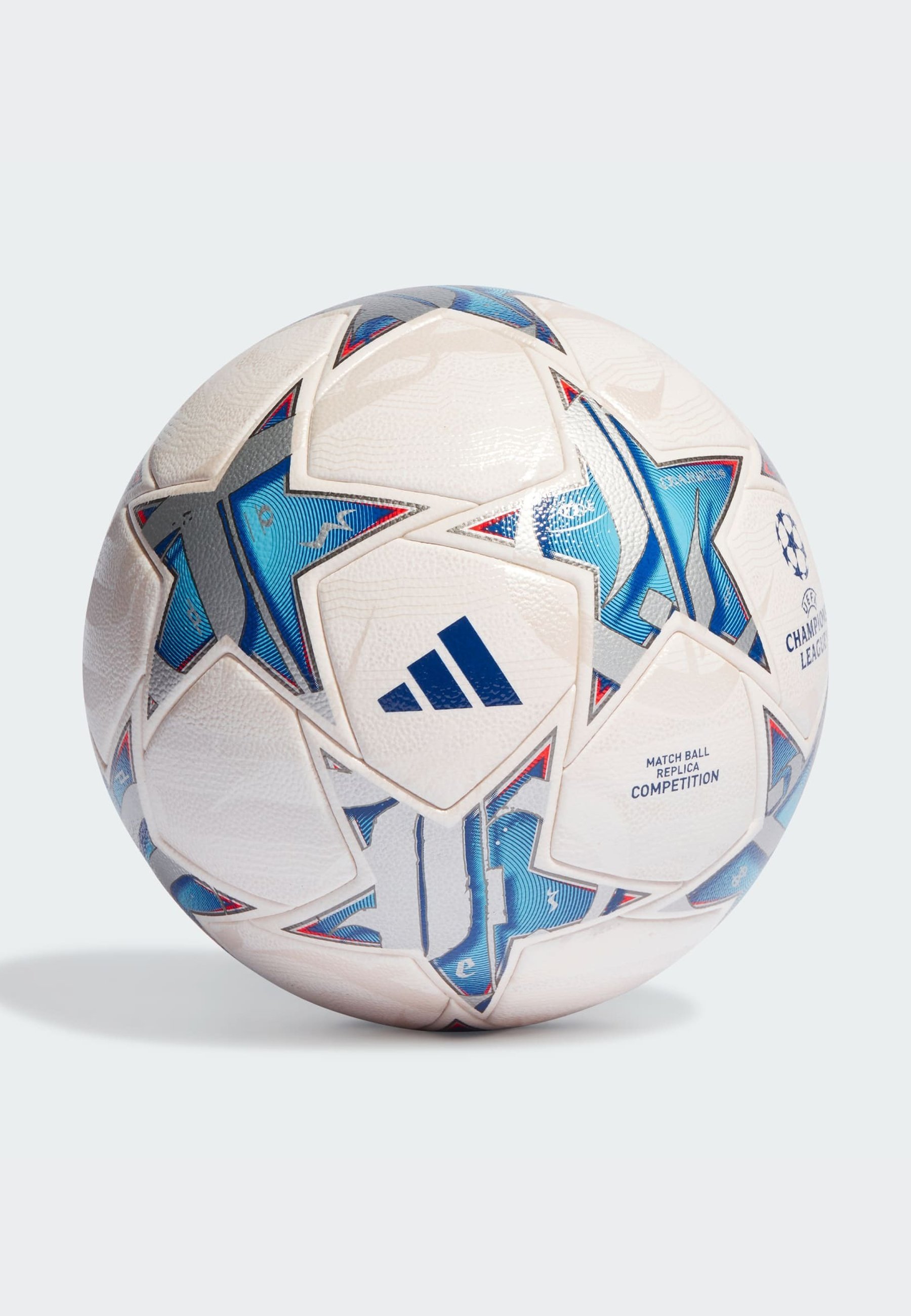 blue and white champions league ball