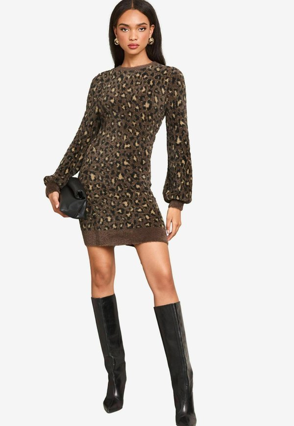 LEOPARD FLUFFY MIDI - Etuikleid - neutral