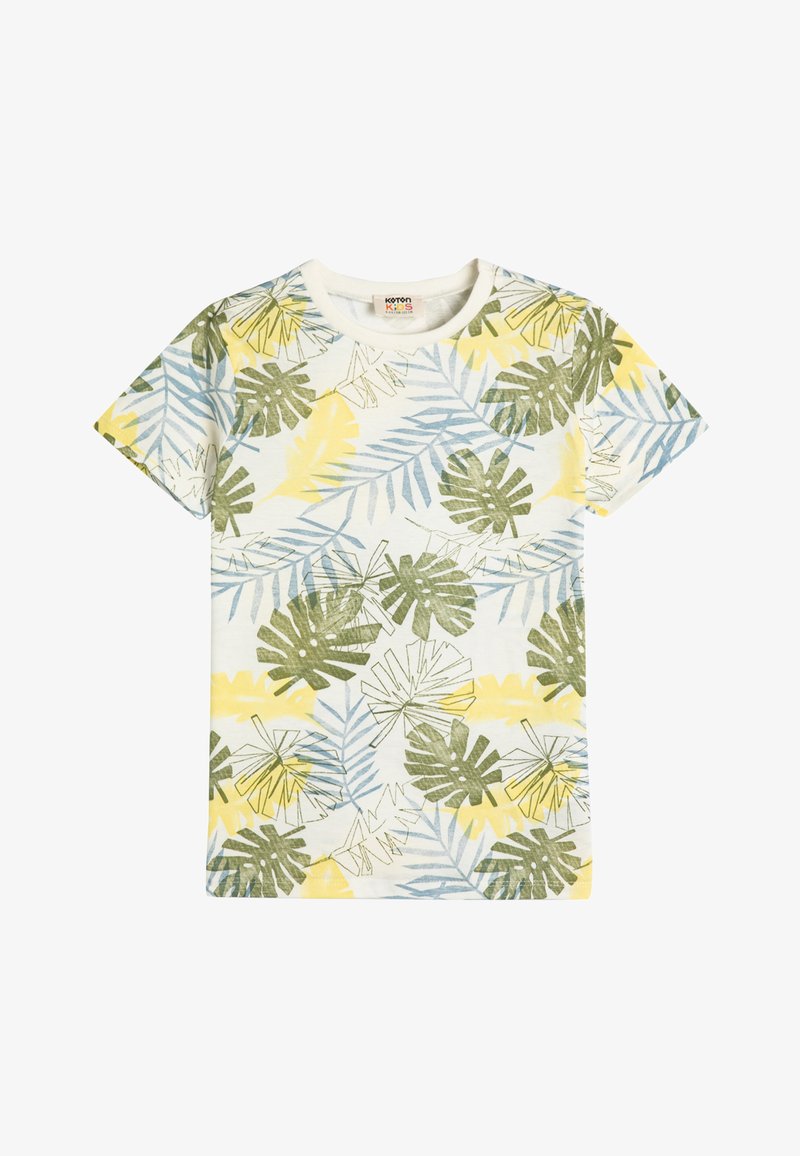 Koton LEAF SHORT SLEEVE CREW NECK - Camiseta estampada - beige