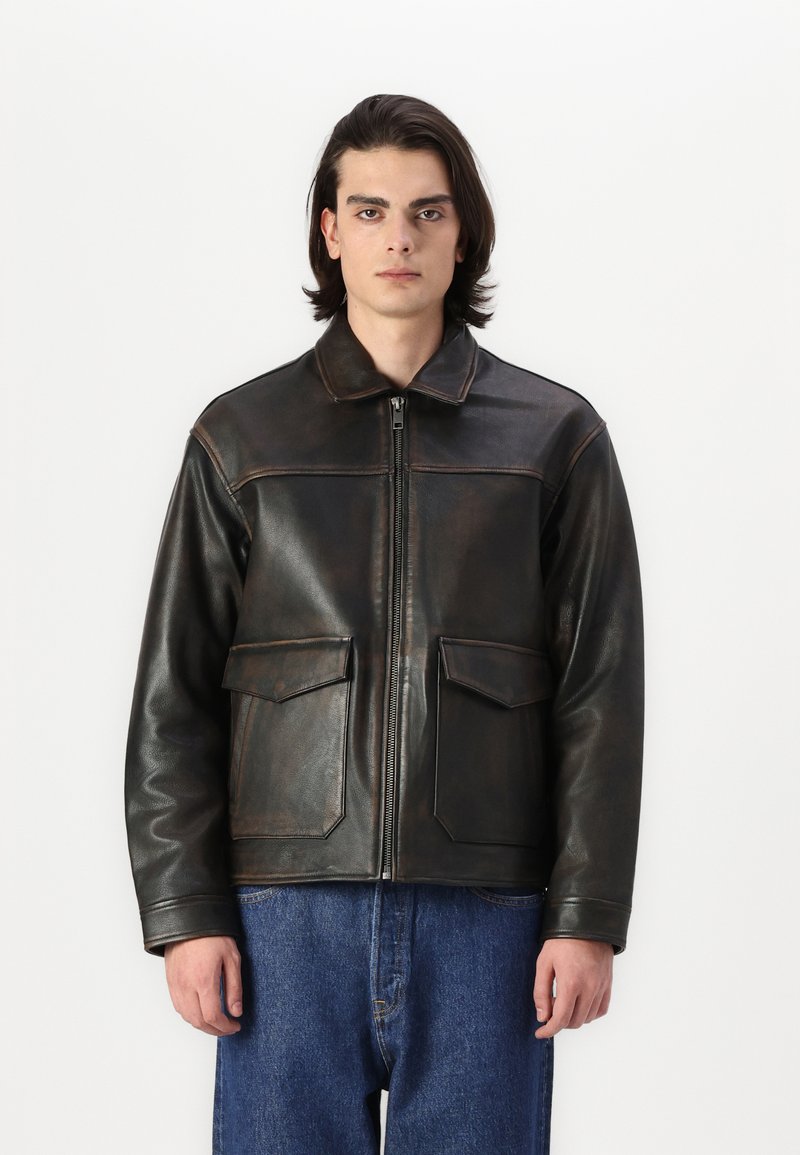 Jack & Jones PREMIUM - JPRCCWALLACE  - Veste en cuir - brown stone, Agrandir
