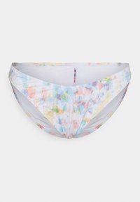 Parte de baixo de bikini multicolorida com um padrão em aquarela em tons pastéis. Feita de um tecido elástico com uma cintura elástica padrão.