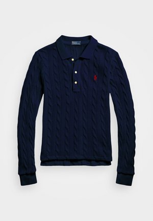 Polo Ralph Lauren CABLE-KNIT COTTON LONG-SLEEVE POLO SHIRT - Džemperis - newport navy