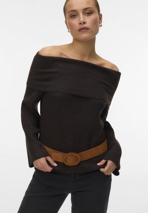 ARIES LS OFFSHOULDER PULLOVER - Maglione - chocolate torte