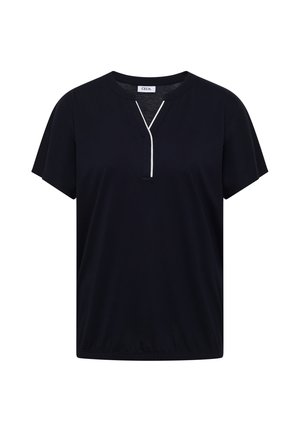 Cecil, T-SHIRT MIT SPLIT NECK IN UNIFARBE - T-shirt basic - urban dark blue