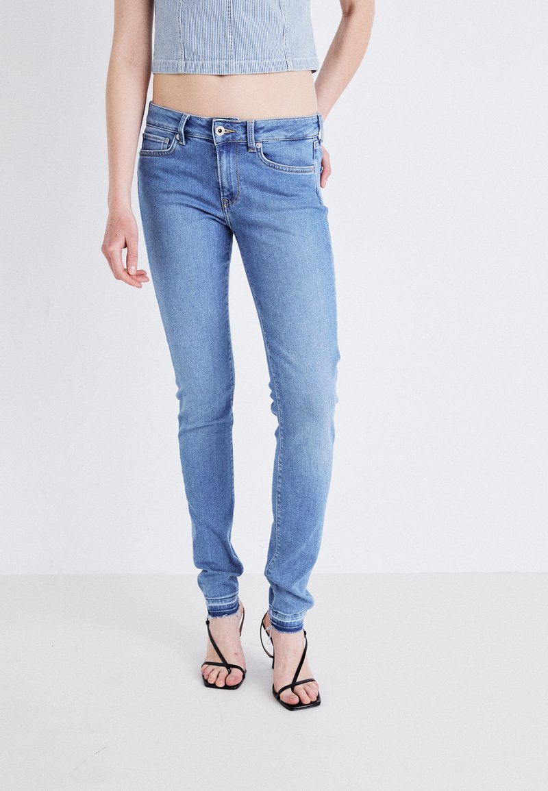 Pepe Jeans Pixie - Jeans Skinny Vita Bassissima Donna - Lavaggio Candeggina Stretch Comfort