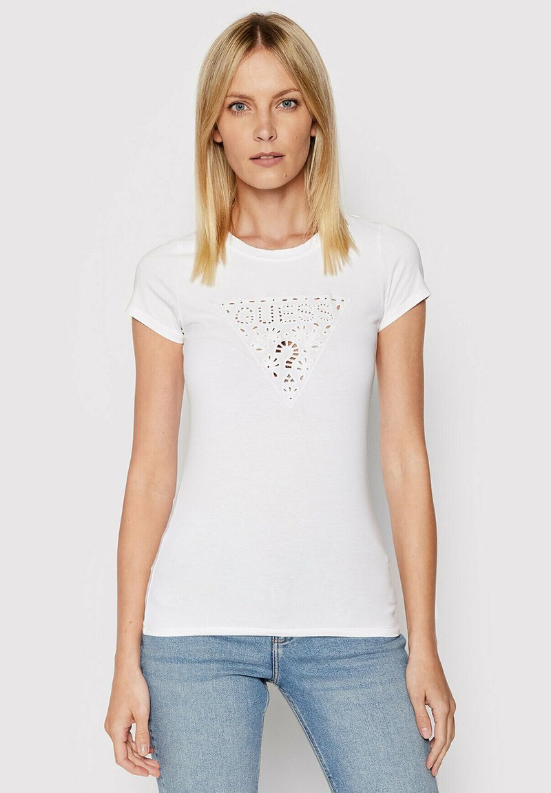 Guess Tshirt print pure white/wit Zalando.be
