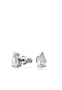 Orecchini a goccia con gemme trasparenti incastonate in metallo finitura argento lucido. Finitura liscia con un design a chiusura posteriore sicura.