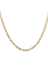 Gouden ketting met grote, in elkaar grijpende ovale schakels met een gladde textuur, ontworpen voor duurzaamheid en elegantie.