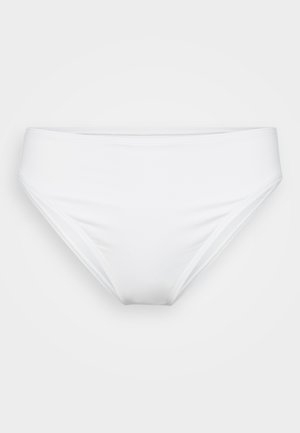 Witte bikinibroek gemaakt van gladde stof, met een klassieke snit, een middelhoge tailleband en subtiele stikdetails.
