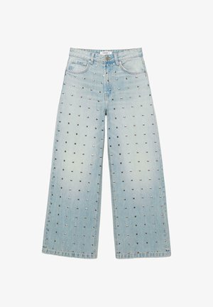 PULL&BEAR, STUDS - BAGGY JEANS - Džínsy baggy - light blue