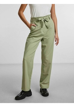 Pieces PCBOSELLA PAPERBAG STRAIGHT PANTS - Παντελόνι - tea