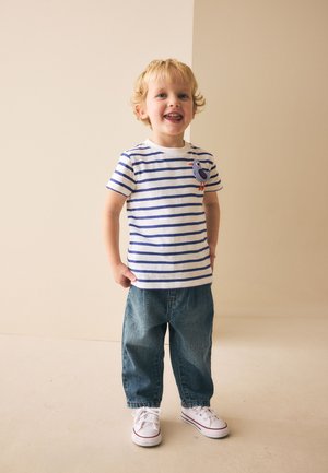 Next, REGULAR FIT - SHORT SLEEVE 3D  - T-Shirt print - white blue stripe seagull
