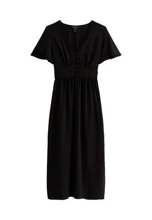 New Look LACE TRIM BUTTON THROUGH MIDI - Jurk - black