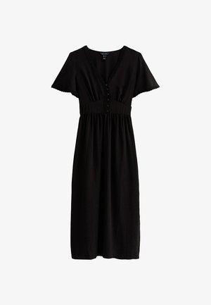 New Look LACE TRIM BUTTON THROUGH MIDI - Freizeitkleid - black