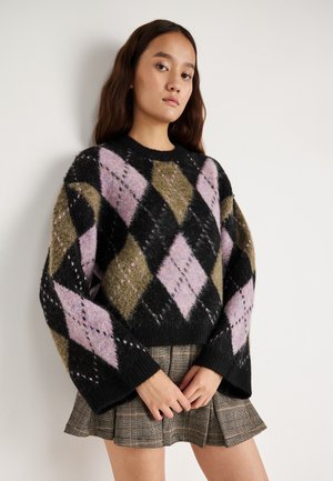 ARGYLE SWEATER - Džemper - brown/light pink/beige