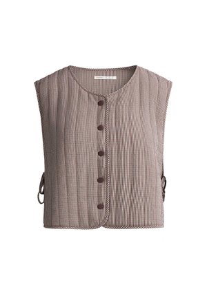 OYSHO, GINGHAM QUILTED GILET - Veste sans manches - brown