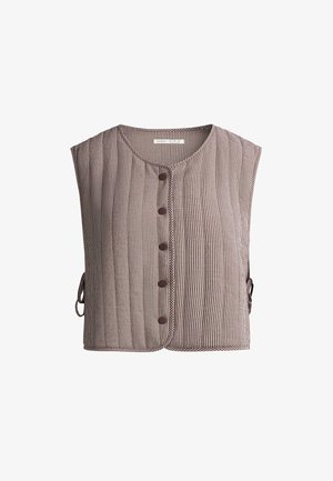 OYSHO, GINGHAM QUILTED GILET - Smanicato - brown