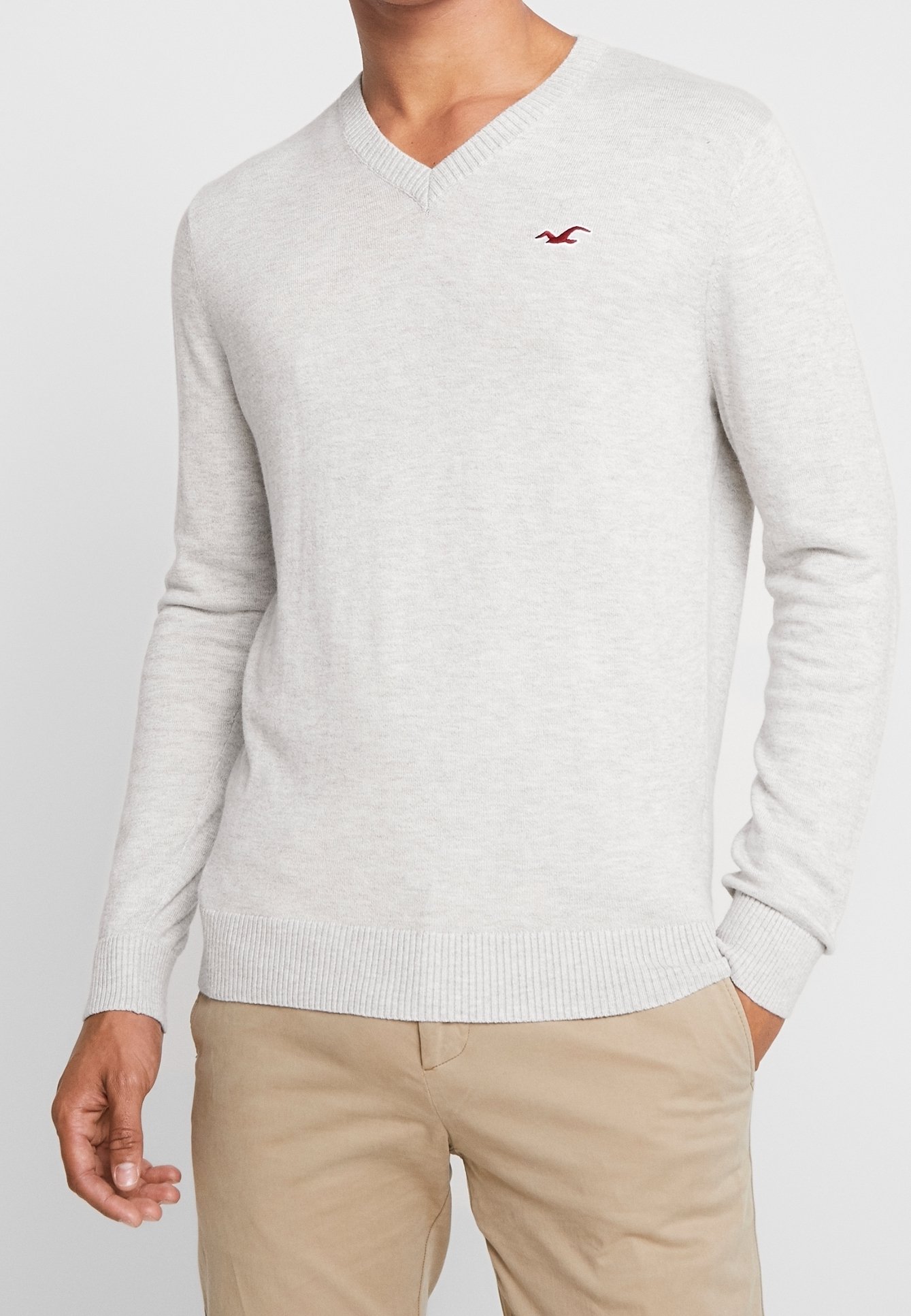 Hollister Strickpullover mottled light grey/hellgrau-meliert