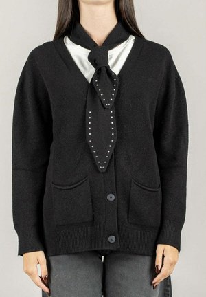 CON CRAVATTA E STRASS - Cardigan - nero