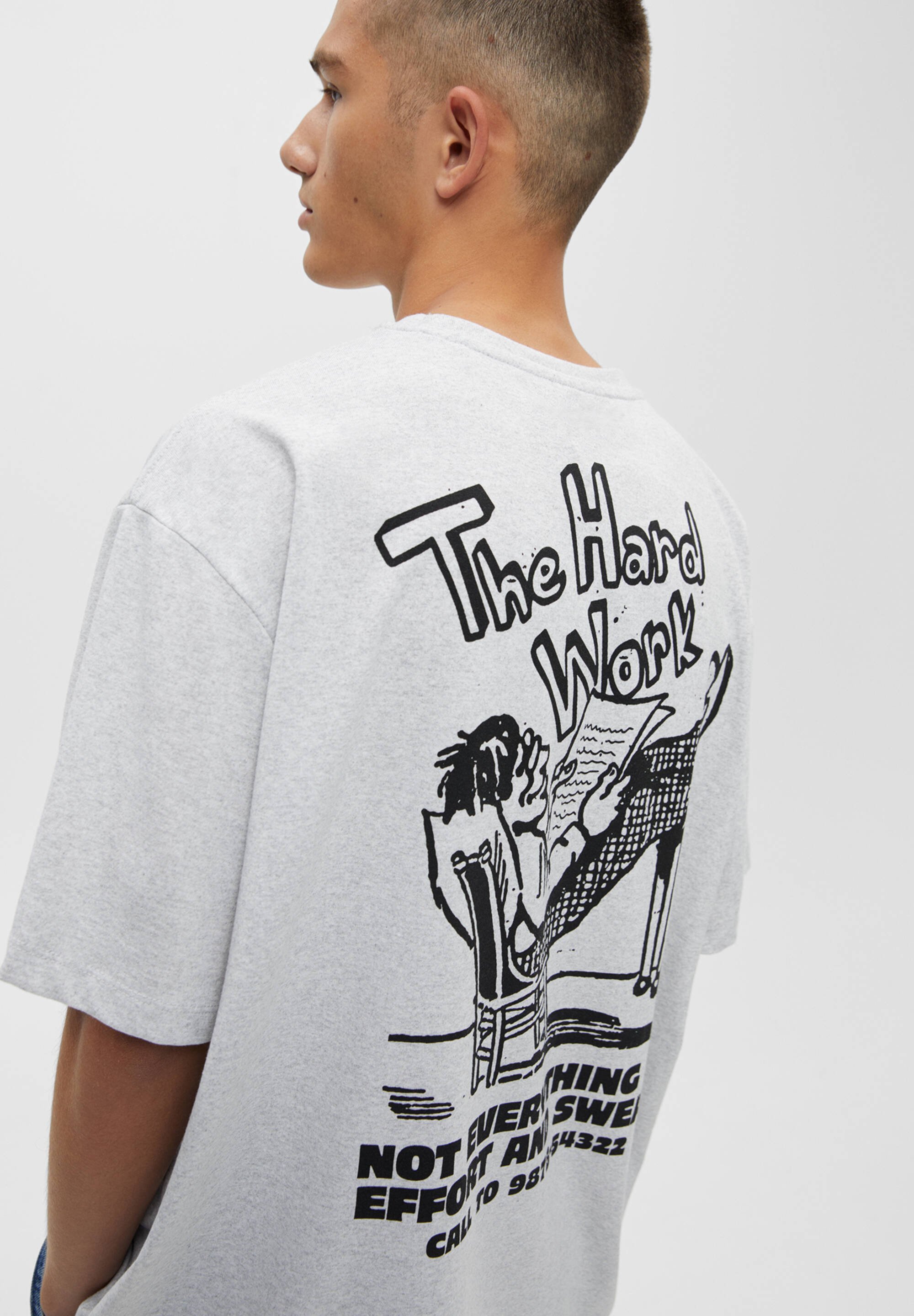 pull and bear grey t shirt