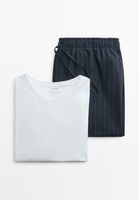 Massimo Dutti SHORT SLEEVE AND STRIPED SET - Nattøj sæt - mottled dark blue