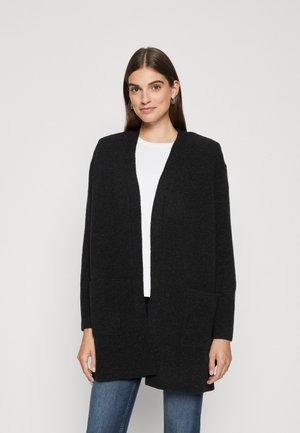 LONG OPEN CARDIGAN WITH PATCH POCKETS - Cardigan - black