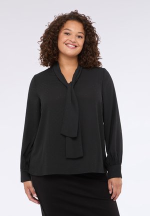 CON MICRO PUNTI LUCE E FIOCCO - Blouse - nero