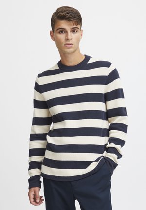 Casual Friday CFKARL STRIPED CREW NECK - Strickpullover - dark navy