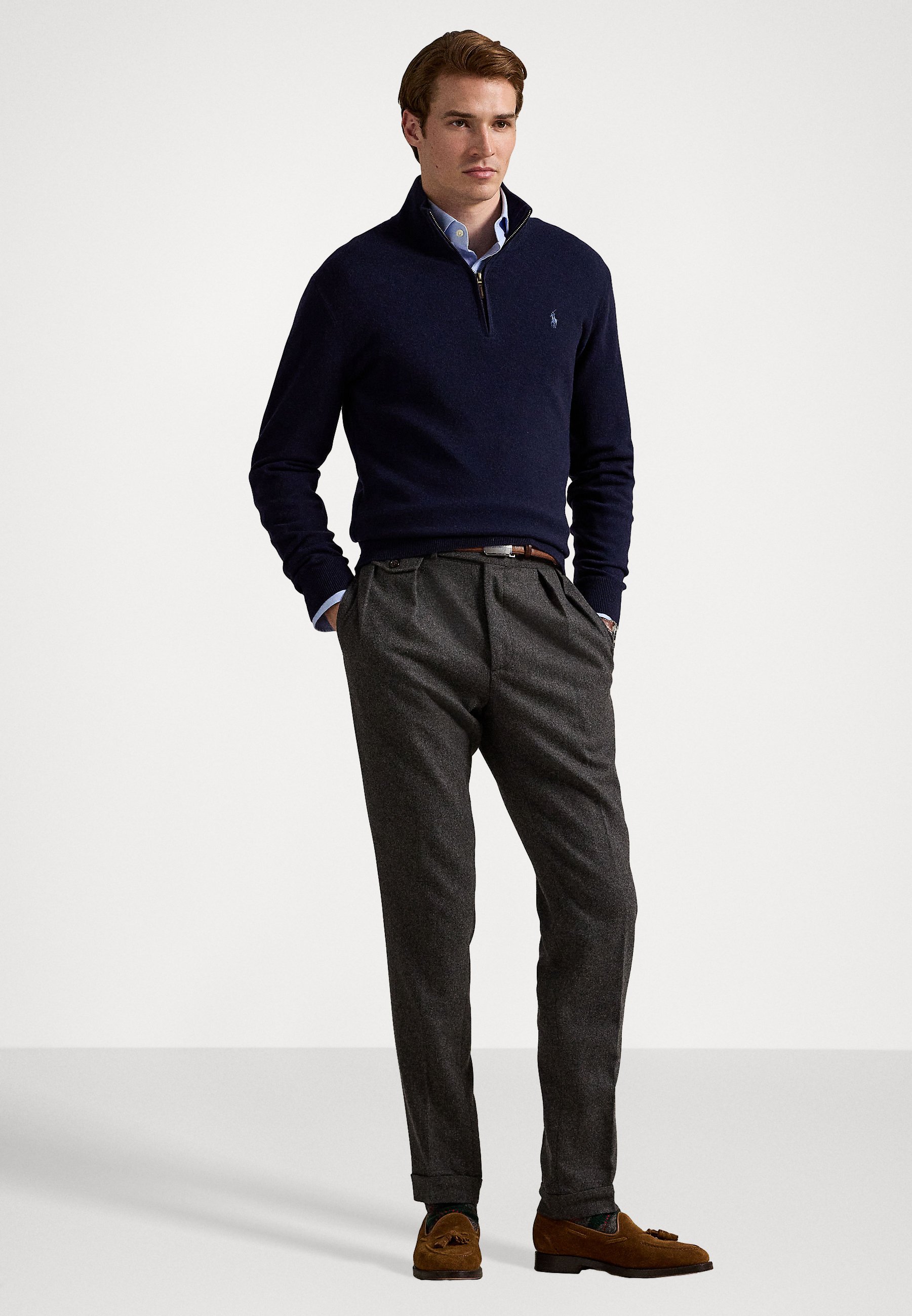 Polo Ralph Lauren WOOL QUARTER-ZIP JUMPER - Jumper - hunter navy