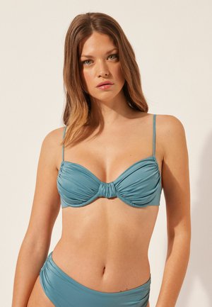 Calzedonia BALCONETTE - Bikinitop - hellblau c shiny satin wave blue