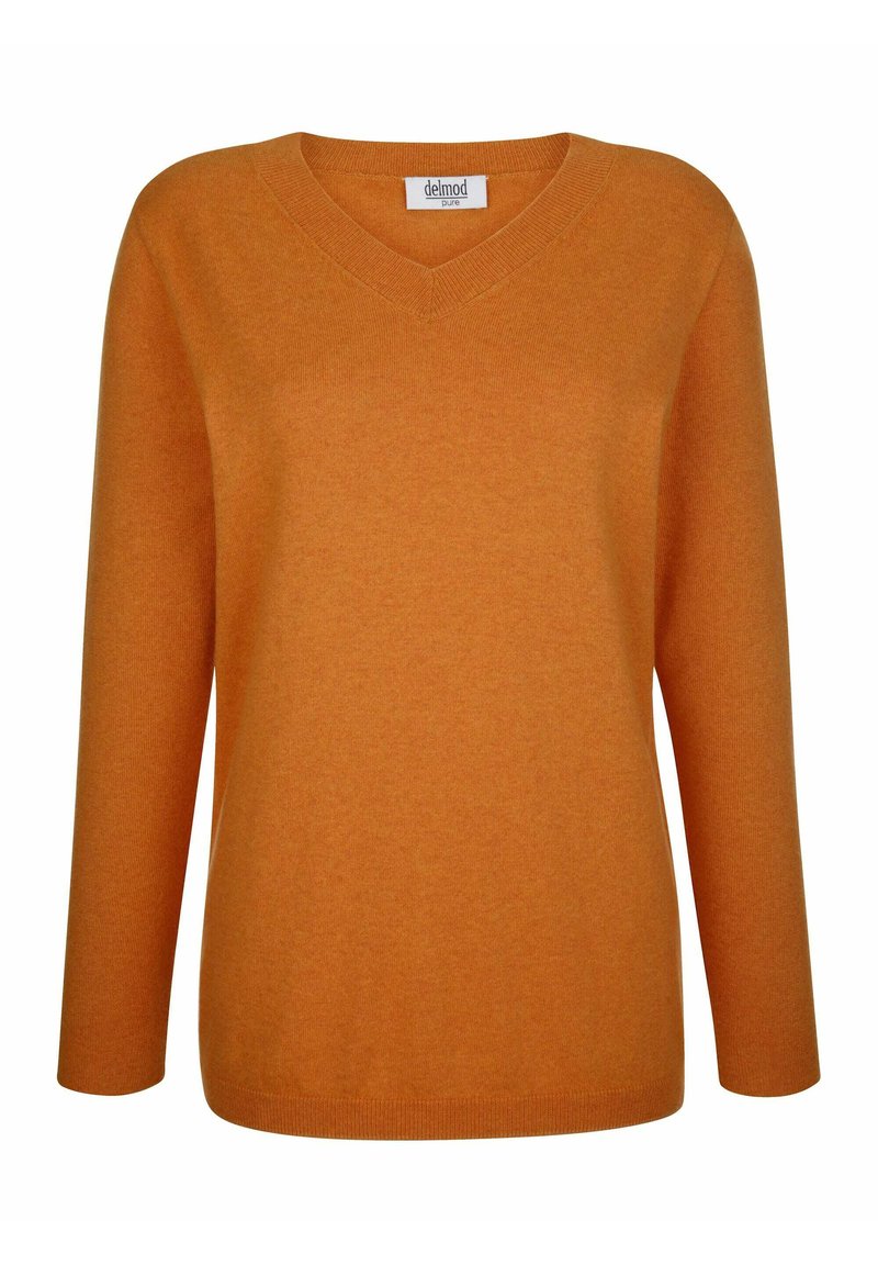 Damen Strickjacken | Delmod pure Strickpullover terracotta/orange-meliert - CU38668 Damen Strickjacken | Delmod pure Strickpullover terracotta/orange-meliert - CU38668