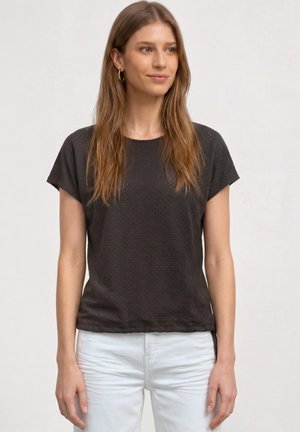 Street One, T-SHIRT AUS SPITZE MIT RUNDHALS - T-shirt imprimé - black coffee
