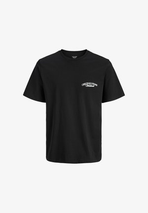 T-shirt noir à manches courtes et col rond avec un logo texte blanc "ORIGINALS 1990 Worldwide" sur le côté gauche de la poitrine.