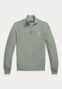 MESH-KNIT COTTON QUARTER-ZIP SWEATER - Πουλόβερ - fern green heather
