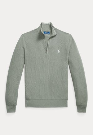 MESH-KNIT COTTON QUARTER-ZIP SWEATER - Πουλόβερ - fern green heather